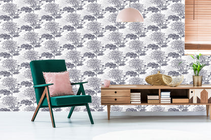 Wallpaper Black And White Chrysanthemums