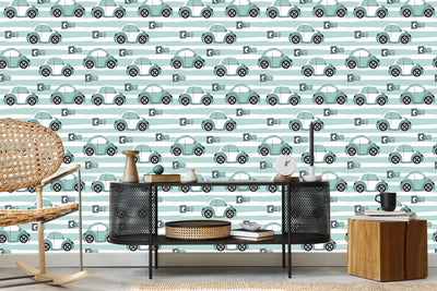 Wallpaper For Children - Toy Cars In Pastel Colors