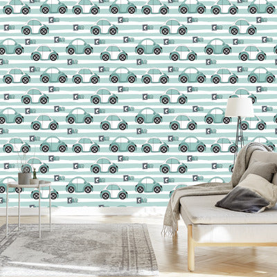 Wallpaper For Children - Toy Cars In Pastel Colors