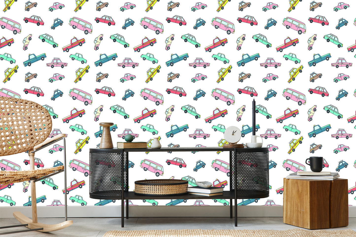 Wallpaper For Children - Colorful Retro Cars