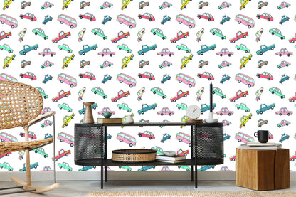 Wallpaper For Children - Colorful Retro Cars