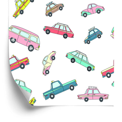 Wallpaper For Children - Colorful Retro Cars