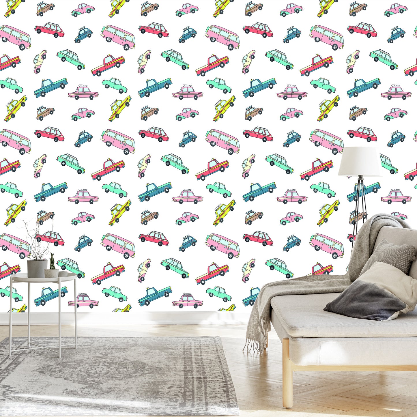 Wallpaper For Children - Colorful Retro Cars