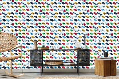 Wallpaper For Children - Colorful Cars, Trucks And Buses