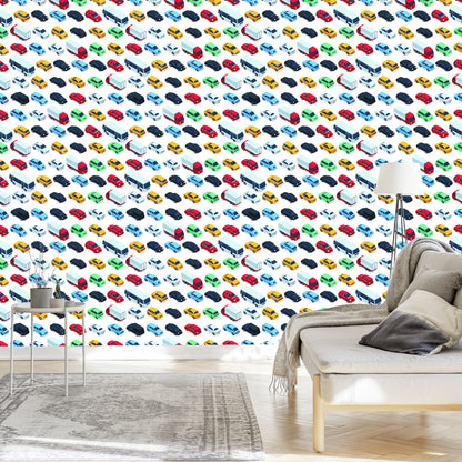 Wallpaper For Children - Colorful Cars, Trucks And Buses