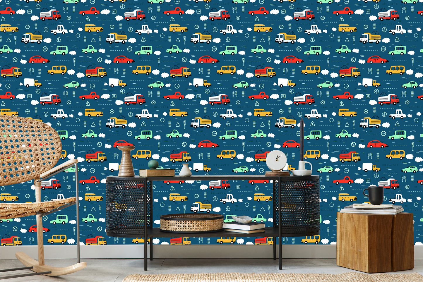 Wallpaper Cars. Colorful Cars. Children's Room