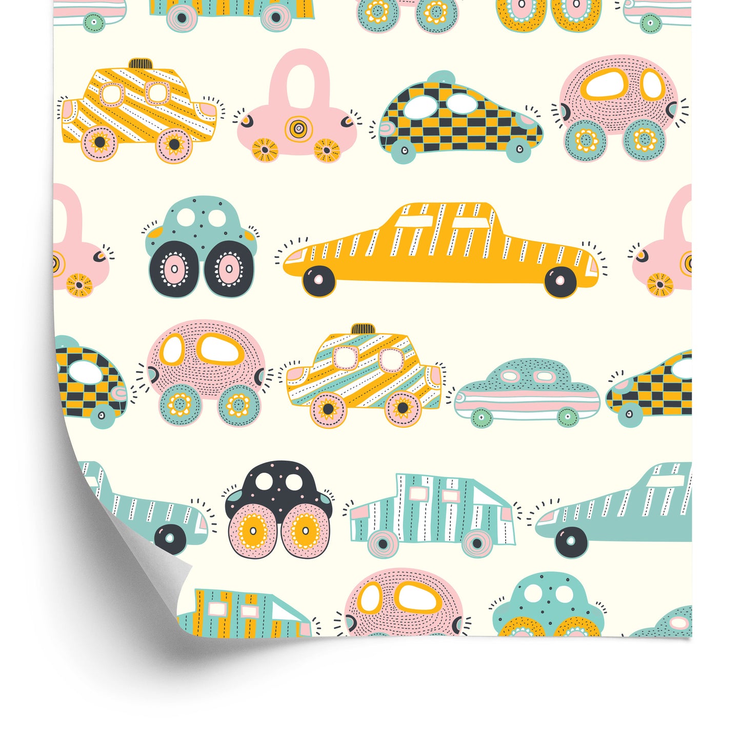 Wallpaper For Children - Colorful Toy Cars Like From Cartoons