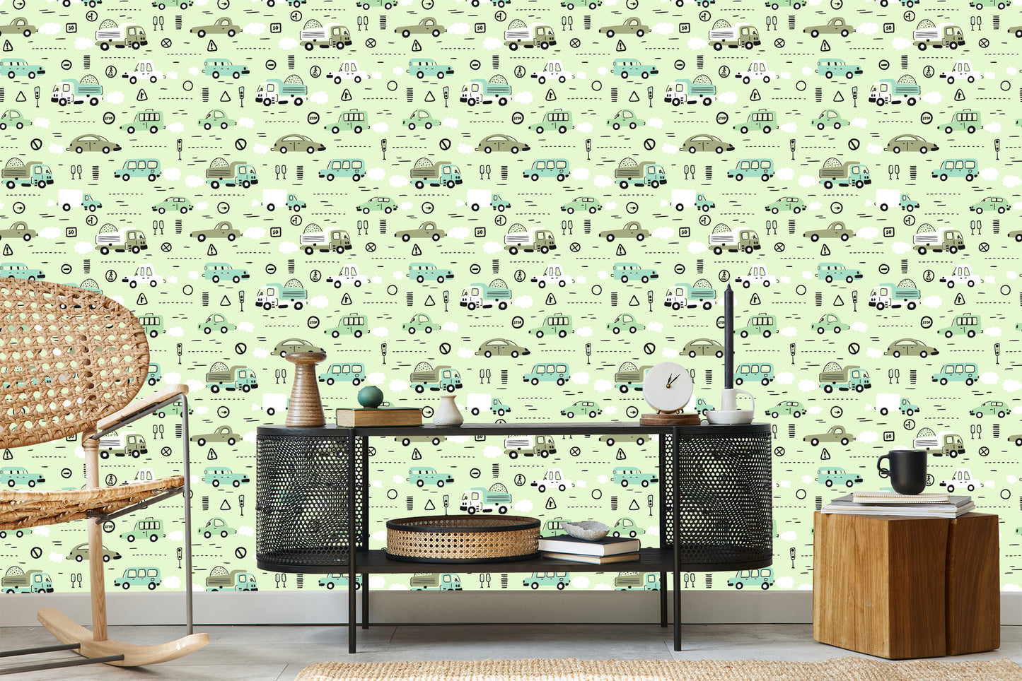 Wallpaper Baby Cars For The Baby's Room
