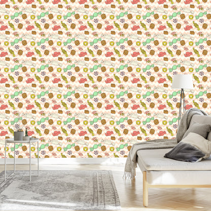 Wallpaper Candies On The Zigzag Background