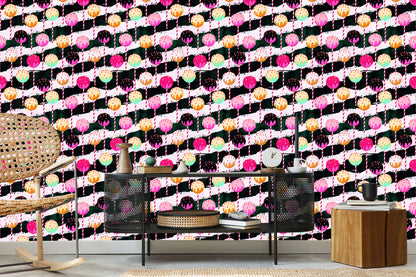 Wallpaper Colorful Lollipops On A Zigzag Background