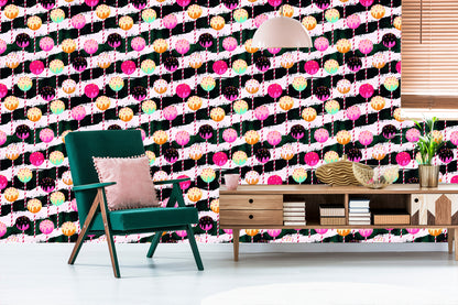 Wallpaper Colorful Lollipops On A Zigzag Background
