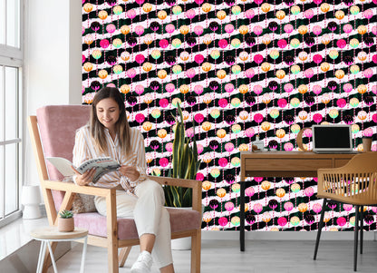 Wallpaper Colorful Lollipops On A Zigzag Background