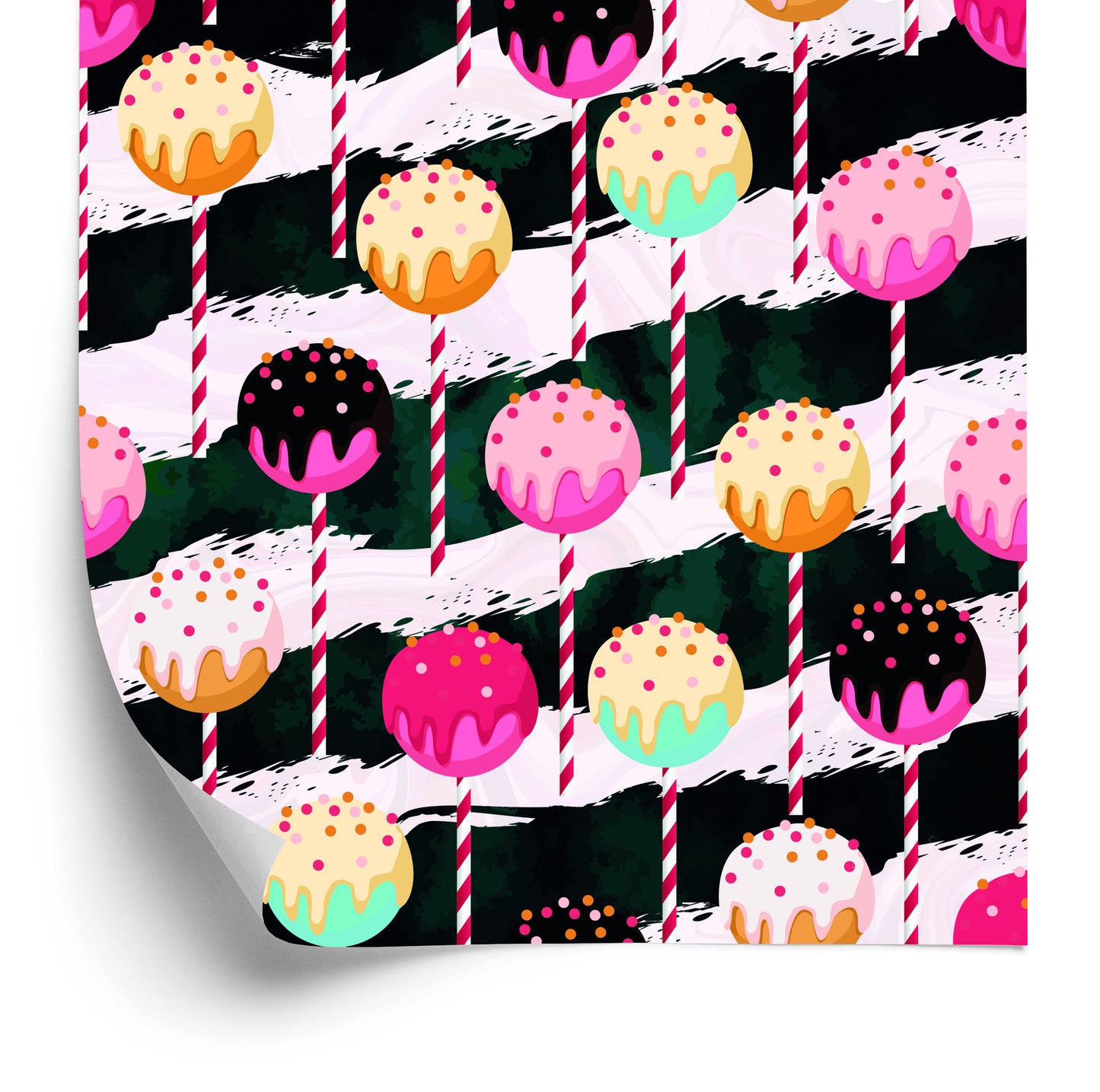 Wallpaper Colorful Lollipops On A Zigzag Background