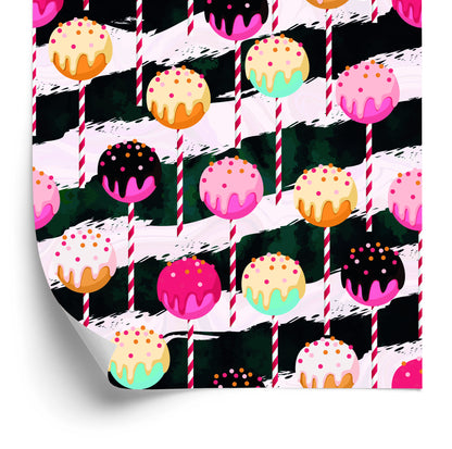 Wallpaper Colorful Lollipops On A Zigzag Background