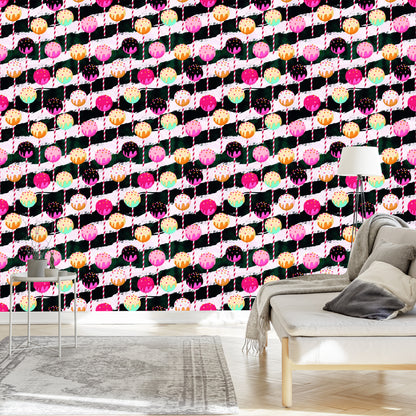 Wallpaper Colorful Lollipops On A Zigzag Background