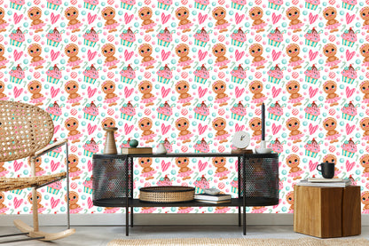 Wallpaper Gingerbread Men With Hearts