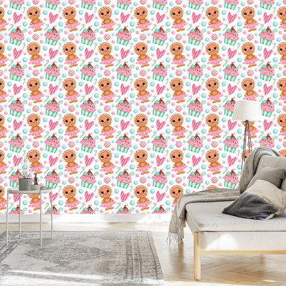 Wallpaper Gingerbread Men With Hearts
