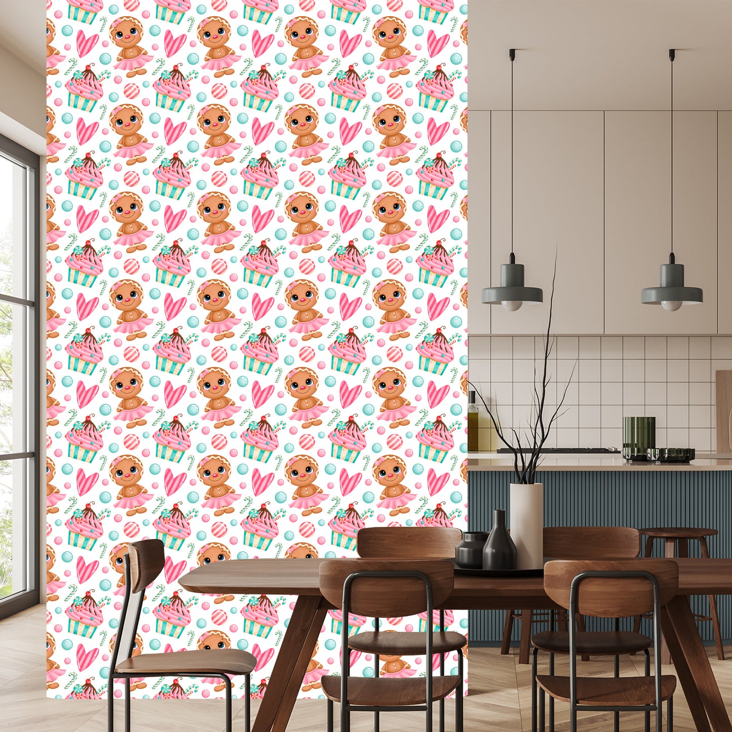 Wallpaper Gingerbread Men With Hearts