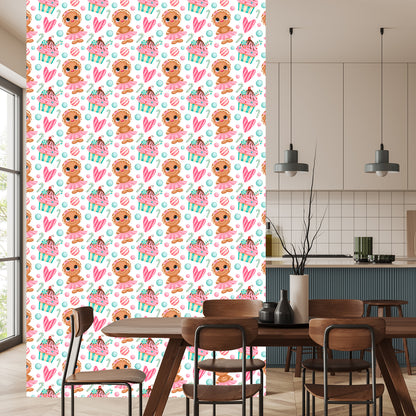 Wallpaper Gingerbread Men With Hearts