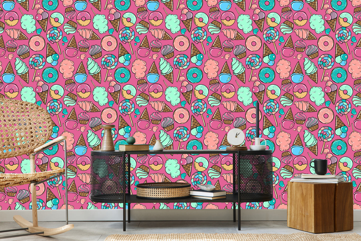 Wallpaper Cotton Candy With Ice Cream