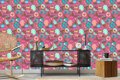 Wallpaper Cotton Candy With Ice Cream