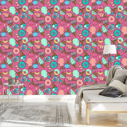 Wallpaper Cotton Candy With Ice Cream