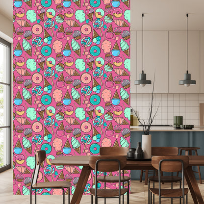 Wallpaper Cotton Candy With Ice Cream