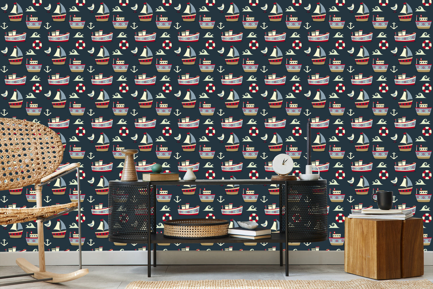 Wallpaper Colorful Ships And Anchors