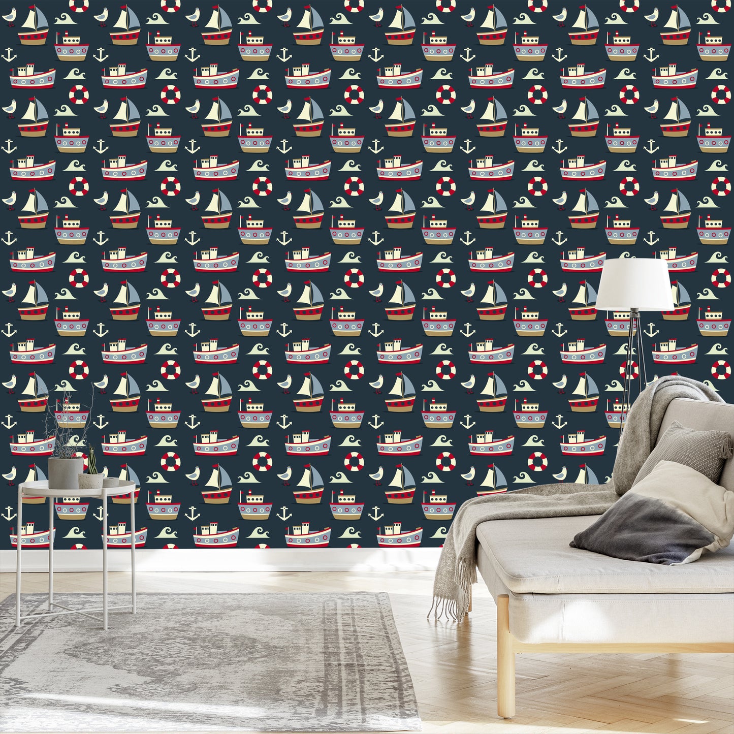 Wallpaper Colorful Ships And Anchors