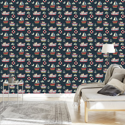 Wallpaper Colorful Ships And Anchors