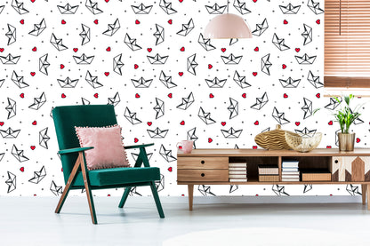 Wallpaper Paper Boats With Hearts