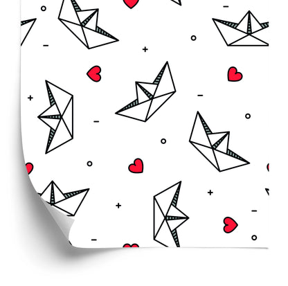 Wallpaper Paper Boats With Hearts