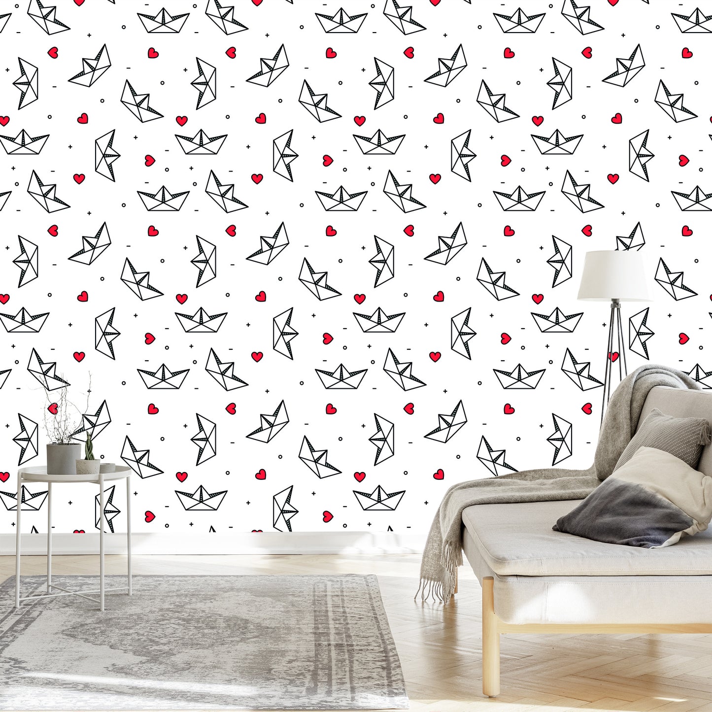 Wallpaper Paper Boats With Hearts