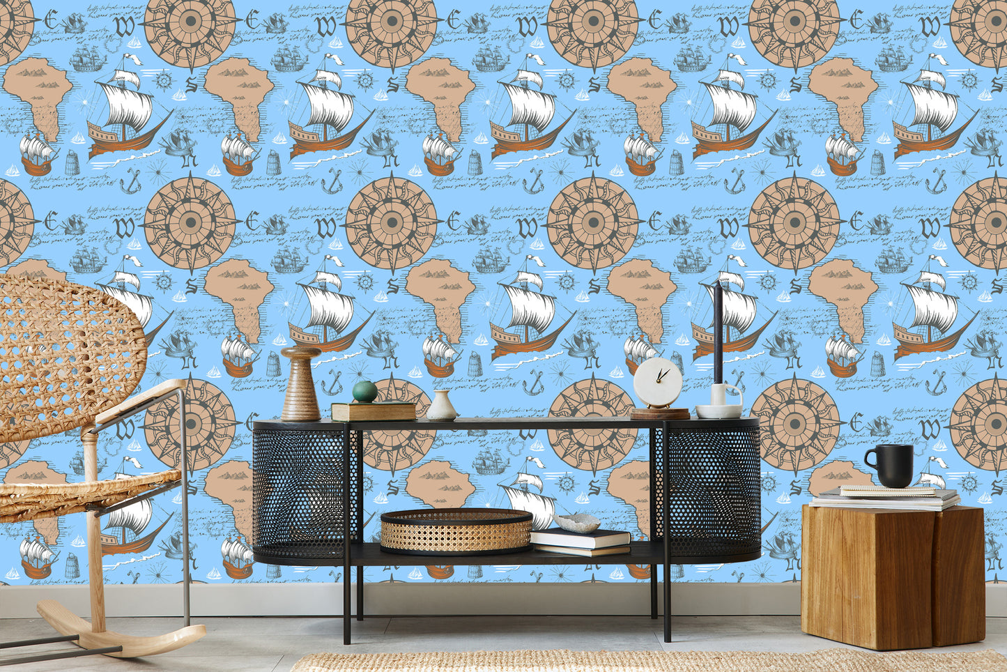 Wallpaper Sailing Ships On The Background Of The Old Map