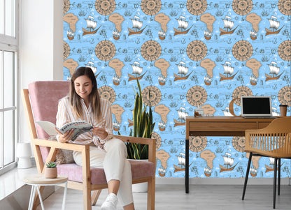 Wallpaper Sailing Ships On The Background Of The Old Map