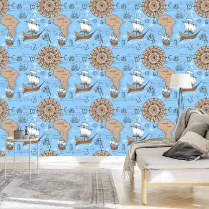 Wallpaper Sailing Ships On The Background Of The Old Map