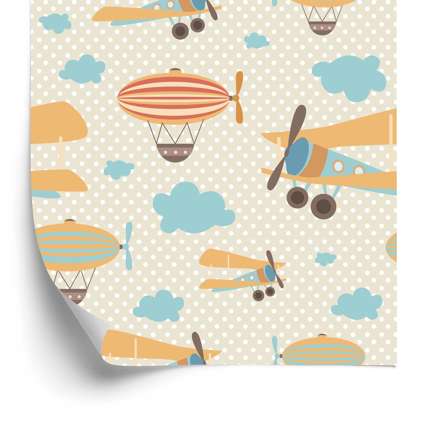 Wallpaper Colorful Cloud Airplanes For A Child's Room
