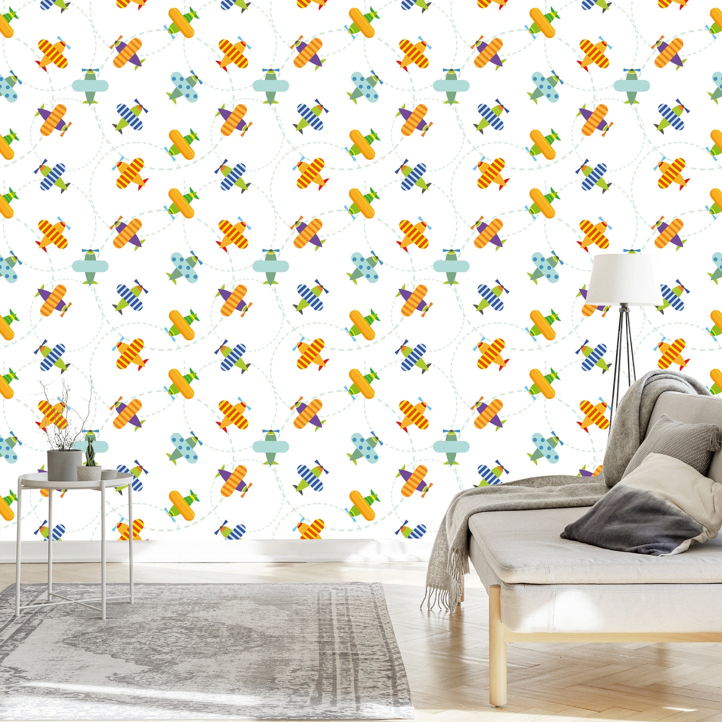 Wallpaper Airplanes In Colorful Sky Children's Room