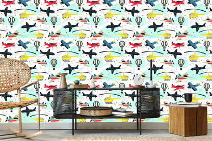 Wallpaper Airplanes, Helicopters And Balloons