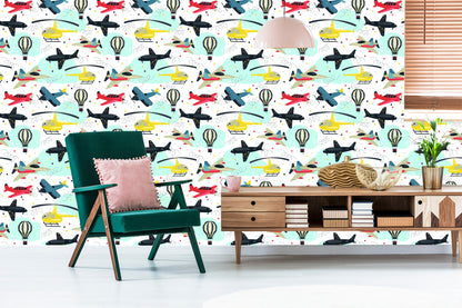 Wallpaper Airplanes, Helicopters And Balloons