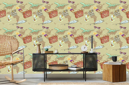 Wallpaper Airplanes On The Background Of The World Map