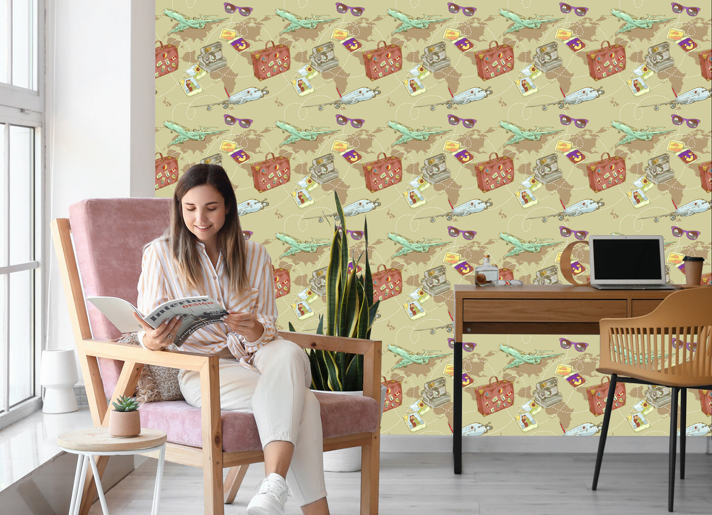Wallpaper Airplanes On The Background Of The World Map