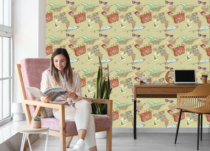 Wallpaper Airplanes On The Background Of The World Map