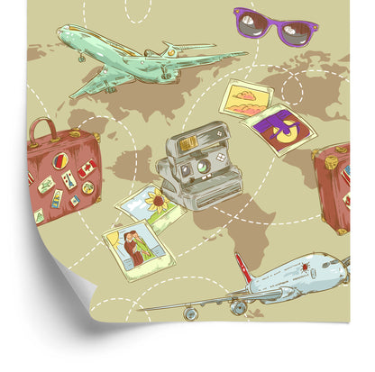Wallpaper Airplanes On The Background Of The World Map