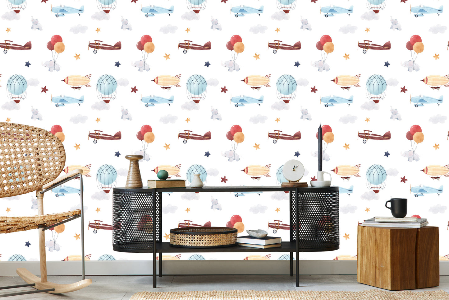 Wallpaper Baby Animals, Planes, Balloons, Clouds