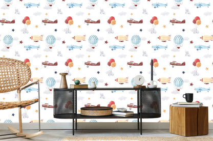 Wallpaper Baby Animals, Planes, Balloons, Clouds