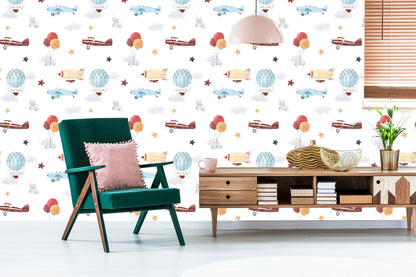 Wallpaper Baby Animals, Planes, Balloons, Clouds