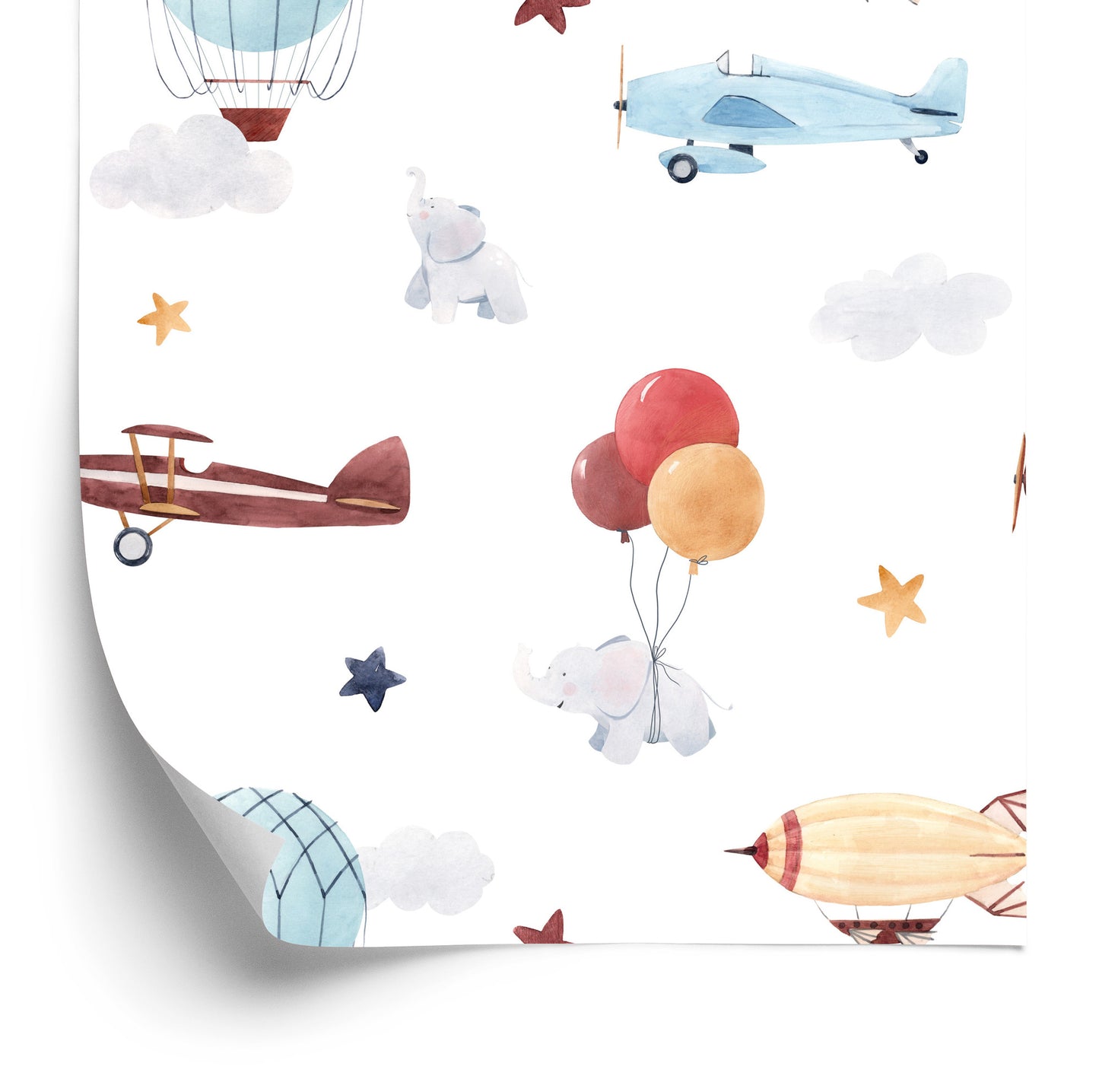 Wallpaper Baby Animals, Planes, Balloons, Clouds