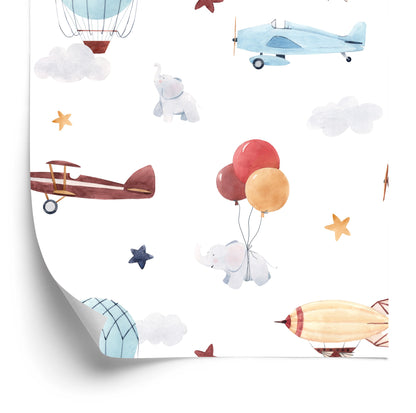 Wallpaper Baby Animals, Planes, Balloons, Clouds