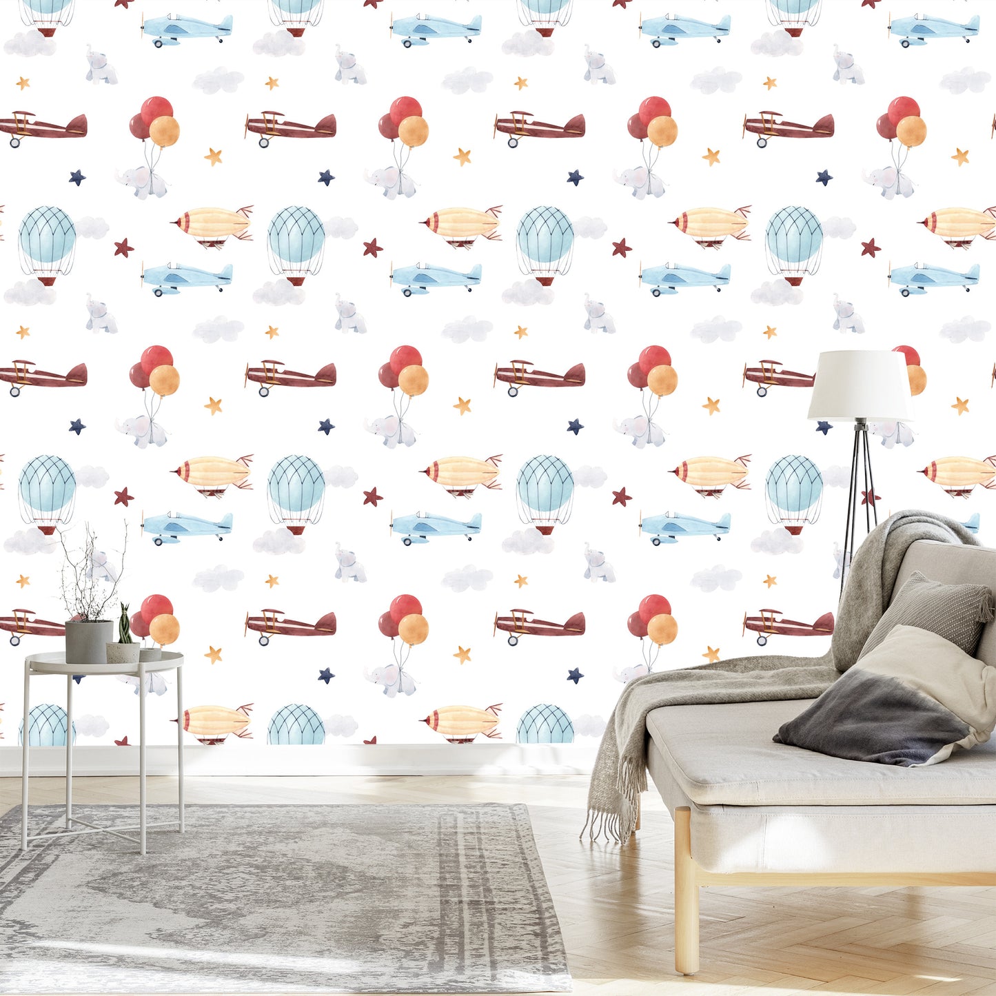 Wallpaper Baby Animals, Planes, Balloons, Clouds